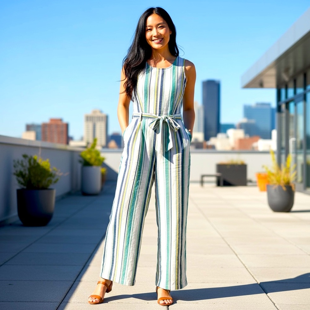 Vince Camuto Multicolor Striped Wide Leg Jumpsuit